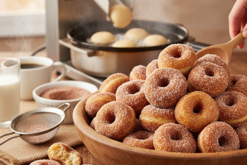 Homemade Cinnamon Sugar Mini Donuts