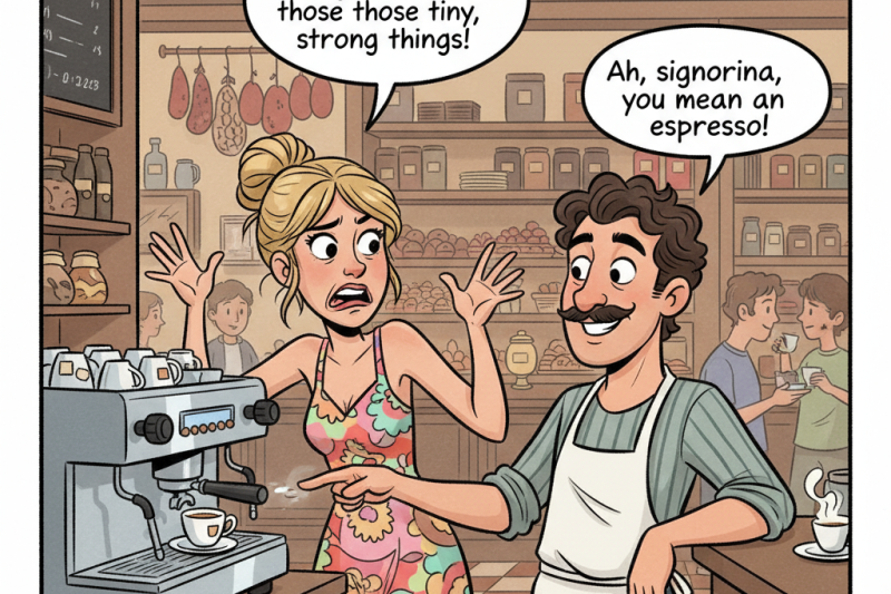 An American tourist in Rome was struggling to order a coffee