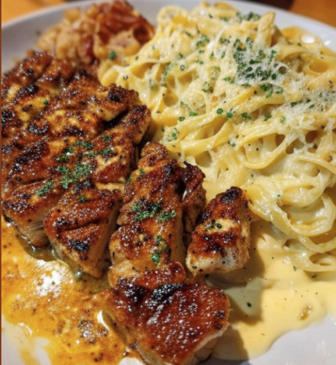 🧄🍗 Garlic Butter Cajun Chicken with Creamy Parmesan Linguine